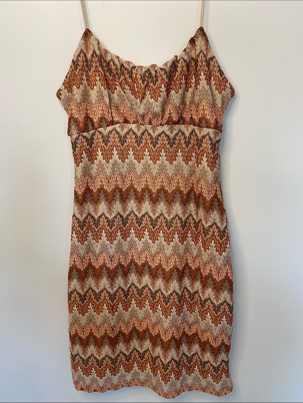 Ultra Flirt Rust and Cream Chevron Mini Dress